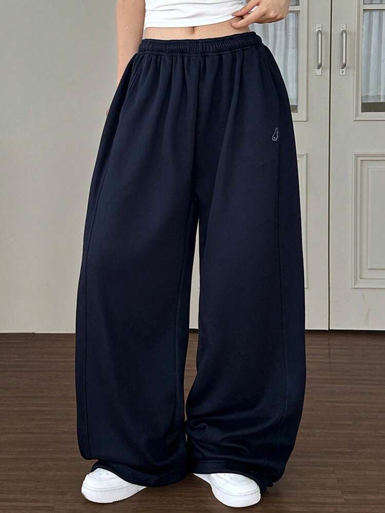 Tween Girl Casual, Everyday, Commuting Minimalist Versatile Star Pattern Slant Pocket Wide Leg Pants, Suitable For Spring, Summer, Autumn