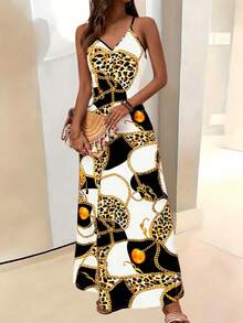 SHEIN Clasi Đầm yếm in hoa nhiệt đới gợi cảm cho nữ - Nhiều màu - Xem 3