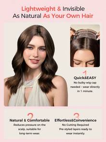 16 Zoll Haartoppers für Frauen aus Echthaar, 8*10 cm Basis Größe mit 5 Clips, Toppers für Frauen Pony 360° 3D Echthaar für schütteres Haar, graues Haar, Haarausfall, Haarverdichtung Toppers Basis - SNatural - Übersicht 10