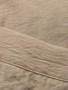 SHEIN Holidaya Summer New V-Neck Linen-Like Casual Loose Dress - Apricot - View 4