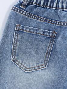 Quần jeans ống rộng denim vintage cho bé gái tuổi teen, thêu chữ cái và nơ, thời trang đa năng, ngọt ngào và cá tính, phong cách đường phố học đường cổ điển, màu xanh lam bạc màu, thêu chữ "M" độc đáo, cạp chun co giãn và khóa kéo, tiện lợi khi mặc, phù hợp cho sinh hoạt hàng ngày, đi học, đi chơi và chụp ảnh, nổi bật giữa đám đông! - Rửa nhẹ - Xem 5