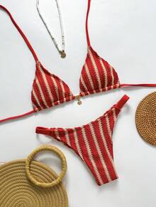 Swim Vcay Women's Summer Beach Striped Sexy Bikini Bottom - Multicolor - View 3