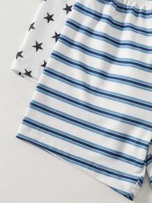 Baby Unisex Infant Toddler 0-3 Years Funny Friends Series 5-Piece Set, Solid Color, Striped, Star Pattern Shorts, Suitable For Daily Wear, Baby/Toddler Pants, Summer Shorts - Multicolor - View 5