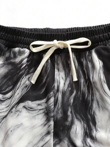 ROMWE MEN 男士时尚夏季百搭印花街头休闲短裤 - 黑色 - 查看 3