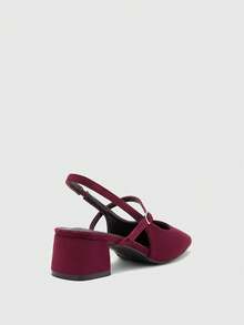 CUCCOO BIZCHIC Giày nữ cổ điển đơn giản, mũi vuông, gót dày, cao gót, đa năng, thích hợp mang hàng ngày. - Đỏ - Xem 9