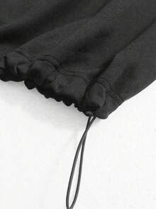 Airaco Women's Casual Loose Cinched Waist Hooded Sweatshirt - Black - View 4