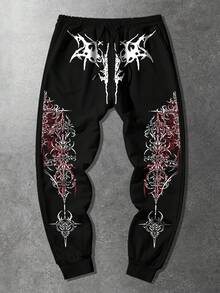 ROMWE MEN Street Life Elastic Waist Casual Drawstring Printed Men Pants