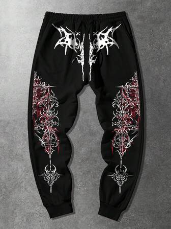 Street Life Pantaloni casual da uomo con vita elastica, coulisse e stampa