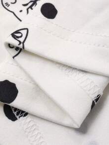 DAZY Cartoon Polka Dot Patchwork Contrast Color Raglan Sleeve Women Pajama Set - White - View 7