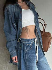 DAZY 时尚复古经典多层百搭女式牛仔衬衫