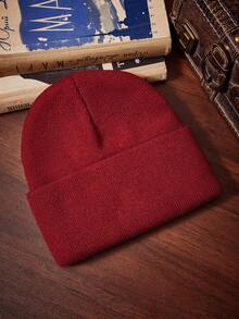 HARRY POTTER X SHEIN 1pc Knitted Beanie Hat With Cartoon Embroidery Pattern, Fashionable Street Riding Gift Choice - A - View 2