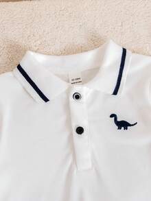 Souflis Souflis 男婴幼儿休闲日常外出绅士学院风 Polo 衫带领口袋短裤套装，蓝白配色，春夏款 - 藍白色 - 查看 4