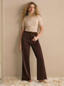 MOTF PREMIUM 羊毛混紡針織上衣 - 米色 - 查看 2