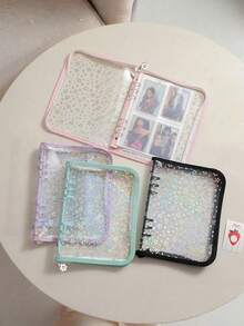 Sticker Storage Organizer Binder A5 Sticker Collecting Book, Sticker Organizer Binder, Reusable Zipper Album With Clear Laser Star Cover And Pocket Pages, Journal Albums Diary School Office Supplies, Perfect For Stickers, Small Accessories - Multicolor - View 4