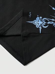 ROMWE MEN Men's Round Neck Sleeveless Fashion Printed Gothic Print Tank Top - Black - View 6