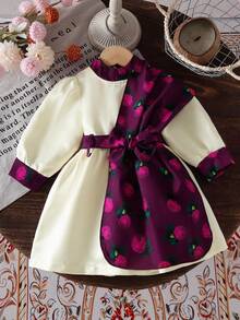 SHEIN Modisches Kleid im Nahost-Stil mit Schal für Baby Mädchen, Frühling/Herbst - Aprikosenfarben - Übersicht 8