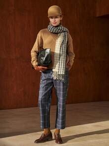 Airaco Women's Casual Plaid Woolen Pants, Suitable For Commuting, Autumn/Winter