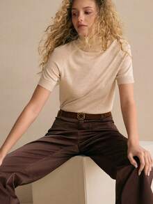 MOTF PREMIUM 羊毛混紡針織上衣 - 米色 - 查看 5