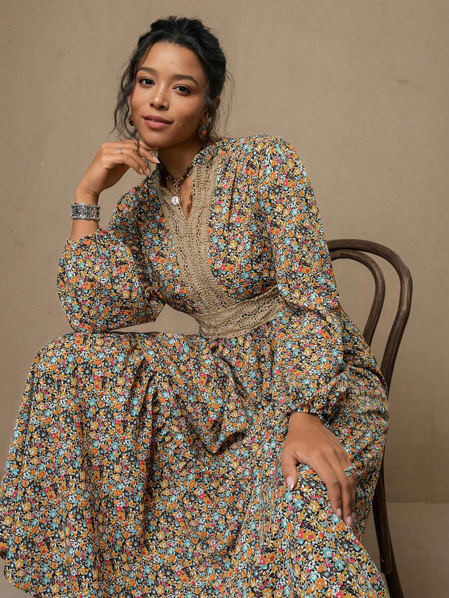 SHEIN LUNE Đầm hoa nhí cỡ lớn, đầm dài họa tiết hoa, đầm dài phong cách boho, đầm kín đáo kiểu Pháp, đầm maxi, trang phục năm mới, đầm thanh lịch dự tiệc, đầm dự tiệc cho nữ, đầm hoa cho nữ, đầm thanh lịch, đầm thường ngày cho nữ, đầm đi nghỉ mát, trang phục mùa hè, đầm hoa nhí AI-Adha, đầm hoa nữ, đầm phong cách Cottagecore, đầm hoa tay dài, đầm hoa phong cách boho, đầm ngày lễ tình nhân. - Nhiều màu - Xem 1