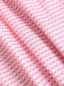 Sweetra Pantalones rectos casuales con estampado de corazón para mujer - Rosa - Ver 3