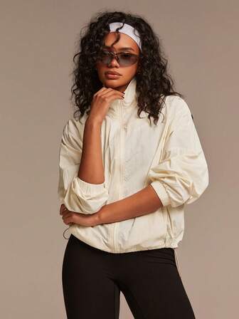 Athîral 女士纯色落肩长袖拉链休闲常规外套