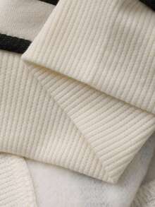 DAZY Young Boys Casual Loose Fit Striped Fleece Sweatshirt, Street Style For Autumn, Winter - Black and White - View 13