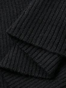 FRIFUL Sweater Kasual Wanita Lengan Panjang Kerah Lipat Warna Polos dengan Kancing - Hitam - View 7