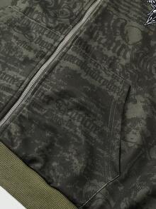 ROMWE MEN 男士休闲十字图案连帽卫衣 - 黑色 - 查看 7