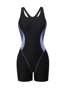 Swim Nautrix Swim SPRTY Summer New Ladies' Backless Printed Patchwork Shorts, Summer Beach Vacation - Black - View 4