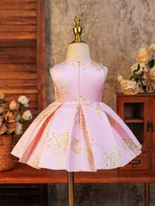 Glamorique Kids Young Girls Flower Bridesmaid Dress, Wedding, Suitable For Formal Occasions, Piano Performance, Birthday Party, Summer Pink Cute Elegant - Pink - View 3