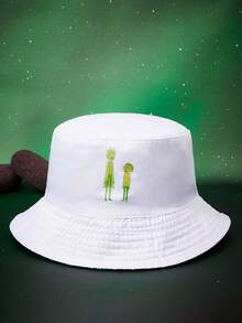 Rick and Morty X SHEIN 1顶卡通人物图案渔夫帽，时尚街头风 - A - 查看 2