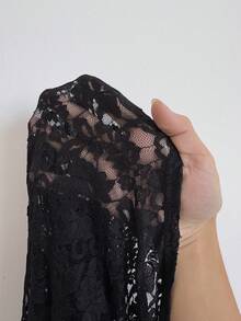 NU&NOW Plus Size Women Floral Lace Deep V Neck Long Sleeve Split Hem Sexy Sheer DressValentine's Day