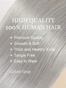 Micro Loop Hair Extensions 100% Human Hair, #Gray Straight 14‑22 Inch, 50 Strands/Pack, Invisible Micro Ring Beads With Fishing Line, No Glue Required, Thick Volume For Thin Hair, Easy To Style, Ideal For Salon Use & Daily Wear For All Women - SGray - View 5