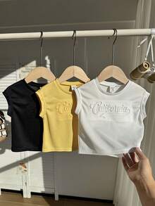 SHEIN 3pcs/Set Baby Boy Cute Casual Versatile Knitted Letter 3D Embossed Pattern Sleeveless Loose Top, Summer Outfit - Multicolor - View 7
