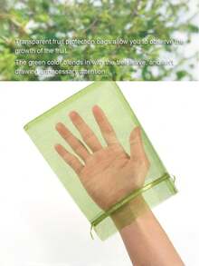 50/100个装水果防护袋，防虫防鸟，适用于葡萄、草莓和园艺植物。轻便耐用的绿色网布，带抽绳。是防治害虫和保护水果蔬菜的理想选择。 - 綠色 - 查看 3