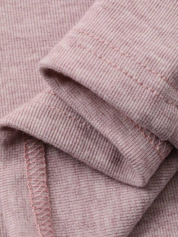 Relaxed Minimalist Knit Drawstring Collar Women Pajama Set