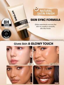 SHEGLAM Skin Sync Satin Foundation-Butterscotch Brand Beauty Makeup Face Paint Cosmetic For Women Girls Perfect For Winter Ideal For Y2K Fancy Fashion Suitable For Birthday Gift Party Ready Best Color