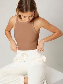 MOTF PREMIUM WOMEN'S CASUAL EVERYDAY COMMUTE MINIMALIST SOLID COLOR SLIM FIT CAMI TOP, SUMMER - Yellow - View 2