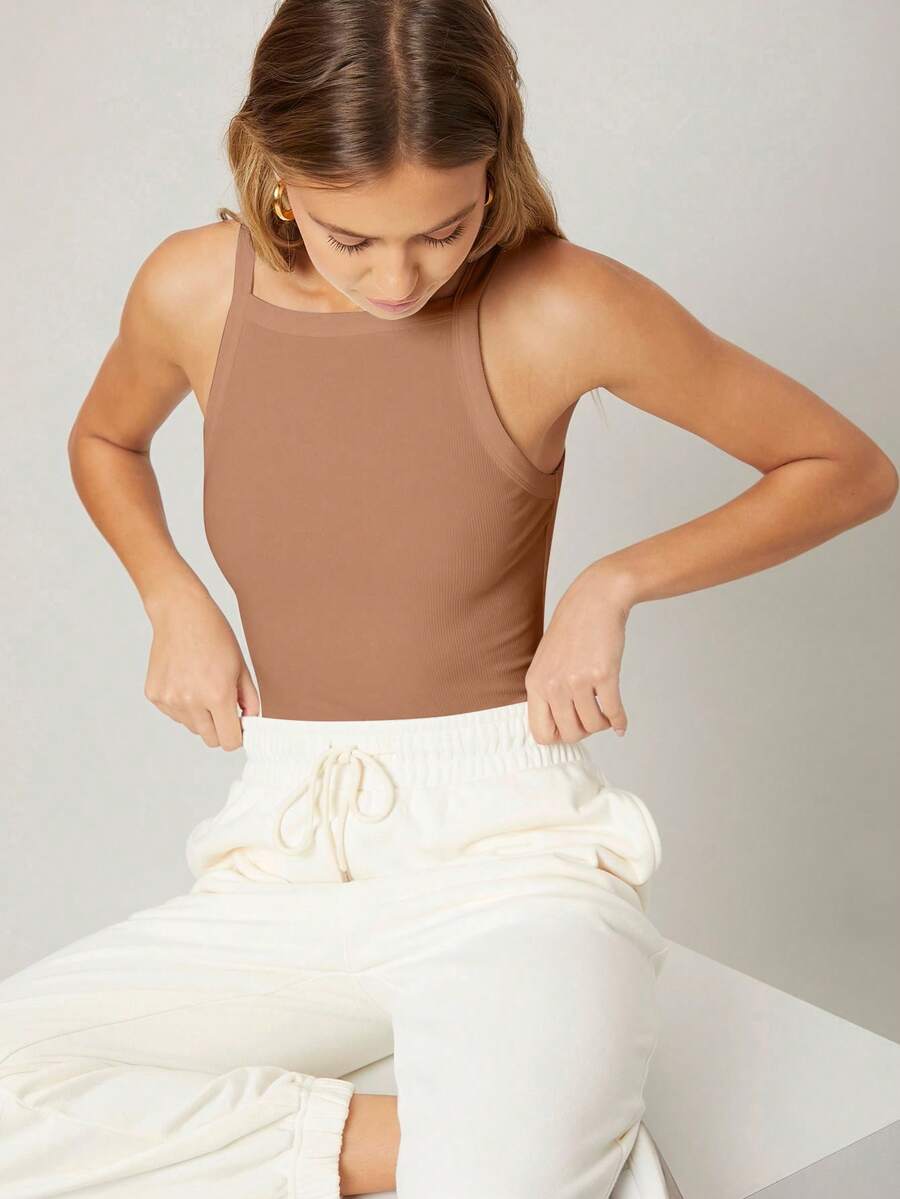 MOTF PREMIUM WOMEN'S CASUAL EVERYDAY COMMUTE MINIMALIST SOLID COLOR SLIM FIT CAMI TOP, SUMMER - Yellow - View 2