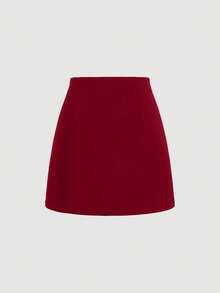 SHEIN Tall 女款低腰黑色裙子，適合夏季，紅色裙子、酒紅色裙子、波爾多紅裙子、紅色裙褲，適合高個子女性 - 酒紅色 - 查看 9