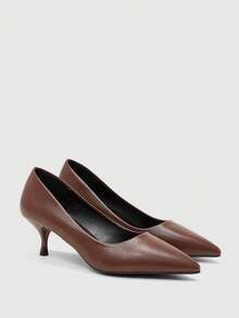 CUCCOO BIZCHIC Escarpins à bout pointu et talon aiguille pour femmes, élégants, décontractés, confortables, à enfiler, convenant pour le travail, les déplacements, les sorties, les fêtes et les occasions formelles - Acajou - Voir 7