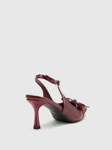 CUCCOO BIZCHIC 女士尖头搭扣设计时尚高跟鞋，适合日常穿着 - 酒紅色 - 查看 4