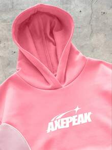AXEPEAK Men's Minimalist Printed Hoodie Sweatshirt - Pink - View 3