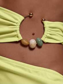 MUSERA One Shoulder Waist Cut Out Detail Fringe Hem Maxi Dress Ibiza Fits Holiday Vacation Sexy Beach Romantic Elegant Occasion Birthday Boho Rafia , Winter - Lime Green - View 6