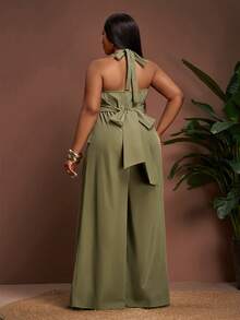 Slaydiva 2026 Spring/Summer New Music Festival, Easter, St. Patrick's Day, Western, Nomadic, Birthday Party, Graduation, College Style, Student, Daily Wear, Basic Versatile, Casual, Vacation, Cruise Travel, Beach, Sunbathing, Viral , Streetwear, Wedding Guest Boho, Commute, Brunch, Airport, Party & Holiday Women's Sleeveless Summer New Fashion Jumpsuit - Green - Green - View 2