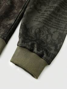 ROMWE MEN 男士休闲十字图案连帽卫衣 - 黑色 - 查看 5