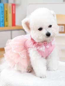 PETSIN 宠物连衣裙一件装，粉色公主风，适合猫狗穿着，春夏款。 - 粉色 - 查看 7