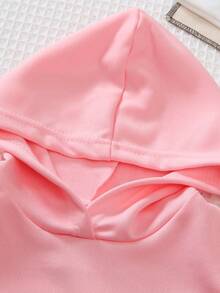 3件套女童针织连帽短袖露脐上衣、宽松针织吊带衫和阔腿裤三件套，适合日常穿着，四季皆宜。 - 粉色 - 查看 5