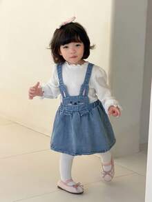 SHEIN Setelan Gaun Denim Bordir Kelinci & Atasan Lengan Panjang, Pakaian Kasual Musim Panas untuk Pemakaian Sehari-hari - MultiWarna - View 8