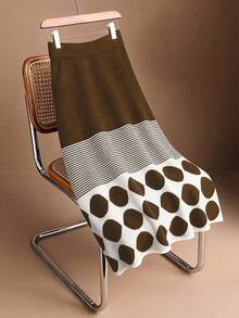 Franclia 优雅几何波点条纹长款A字针织半身裙，休闲百搭，适合通勤，秋冬季穿着 - 彩色 - 查看 6